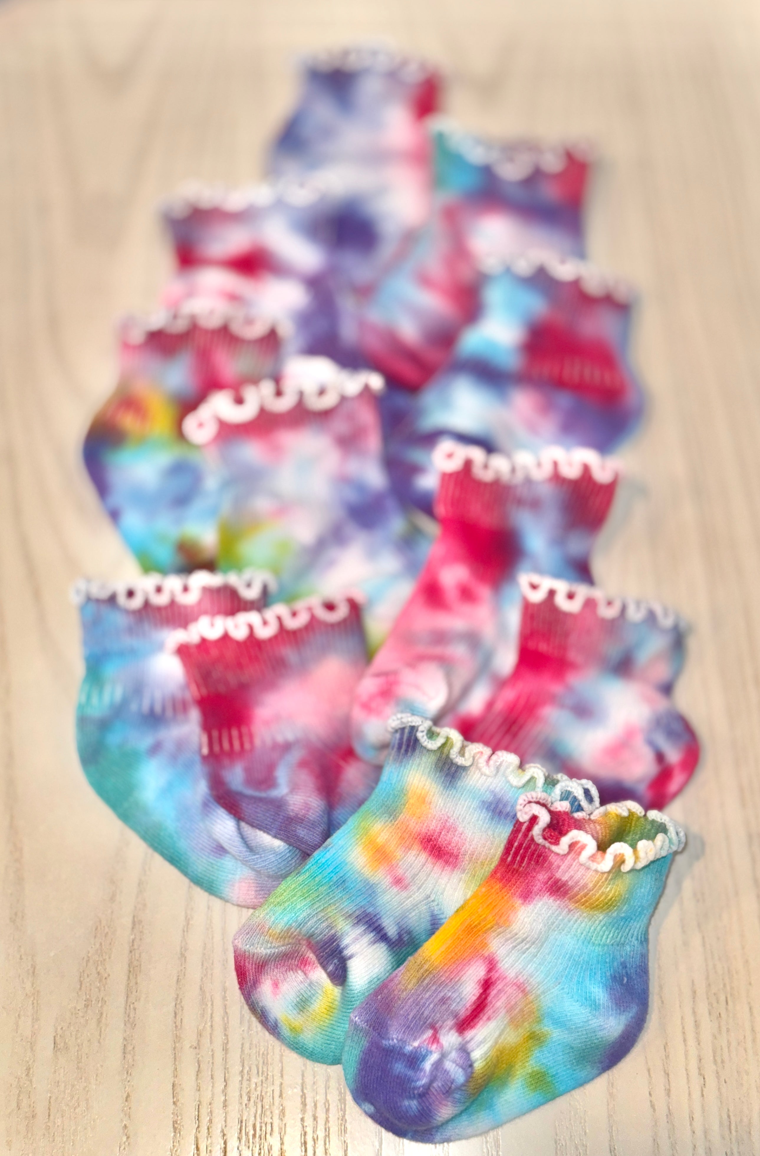 Hand-Dyed Set (12M): Baby Sweater with Hooded Ears + Ruffle Socks Arts & Crafted