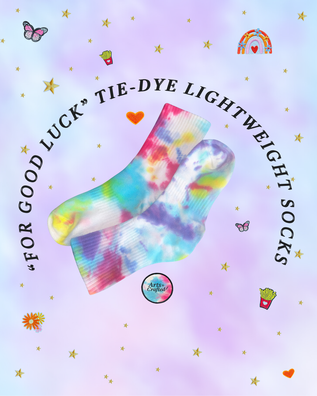 "For Good Luck" Tie-Dye Lightweight Socks Arts & Crafted