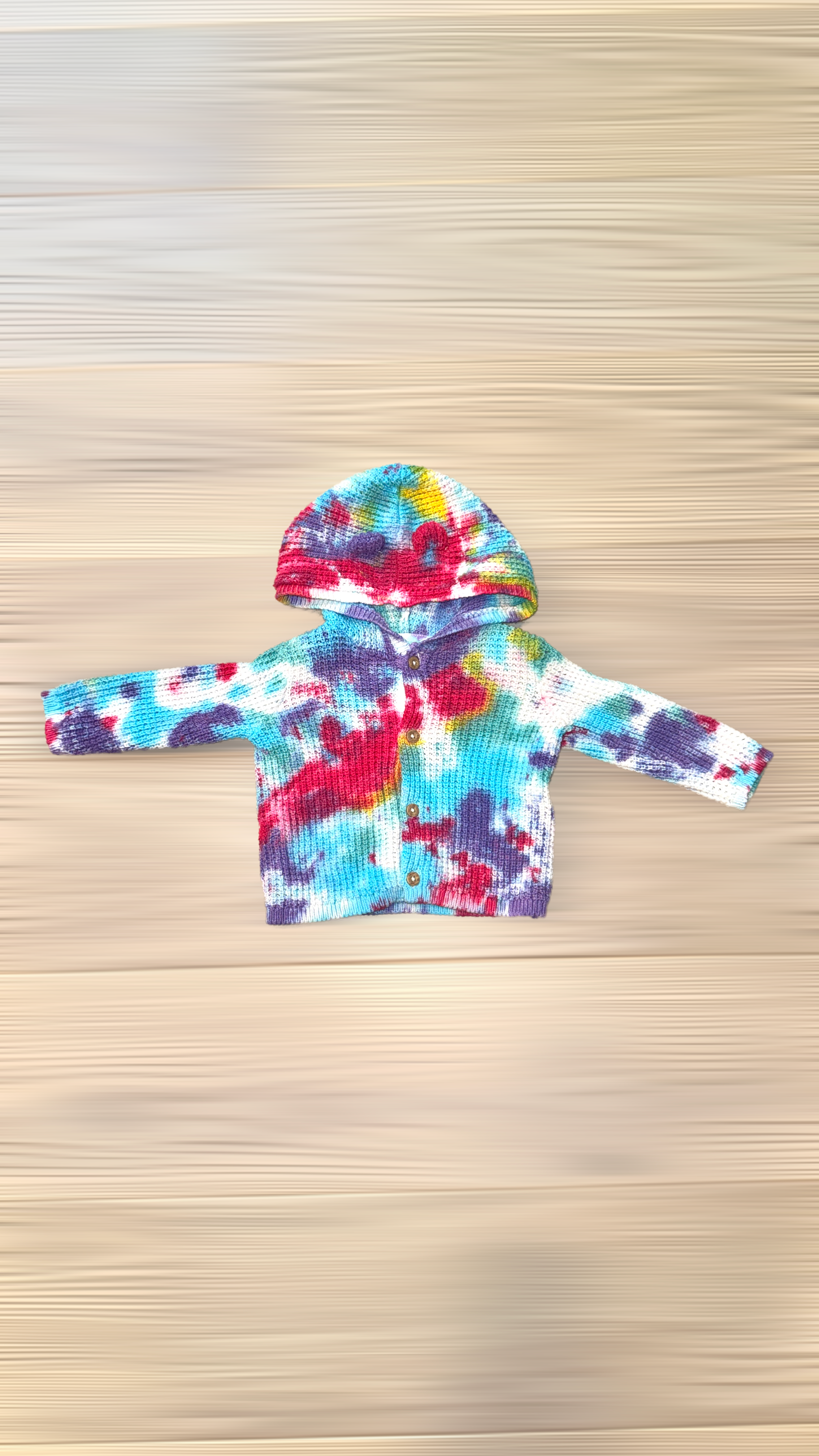 Hand-Dyed Set (6M): Baby Sweater with Hooded Ears + Ruffle Socks Arts & Crafted