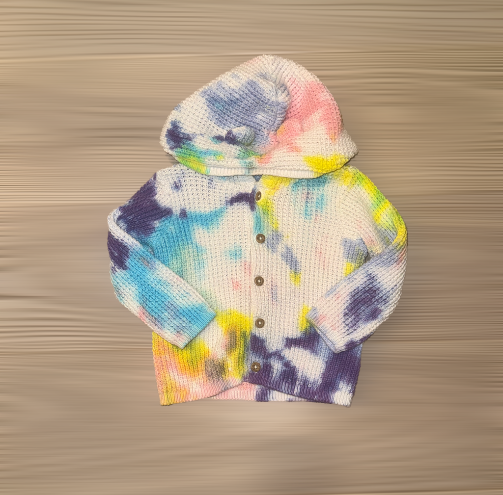 Hand-Dyed Set (12M): Baby Sweater with Hooded Ears + Ruffle Socks Arts & Crafted