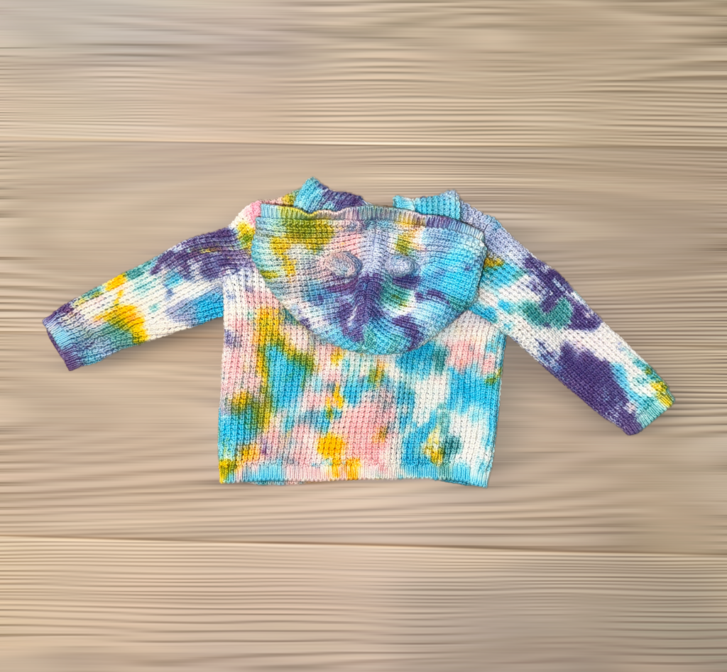 Hand-Dyed Set (6M): Baby Sweater with Hooded Ears + Ruffle Socks Arts & Crafted