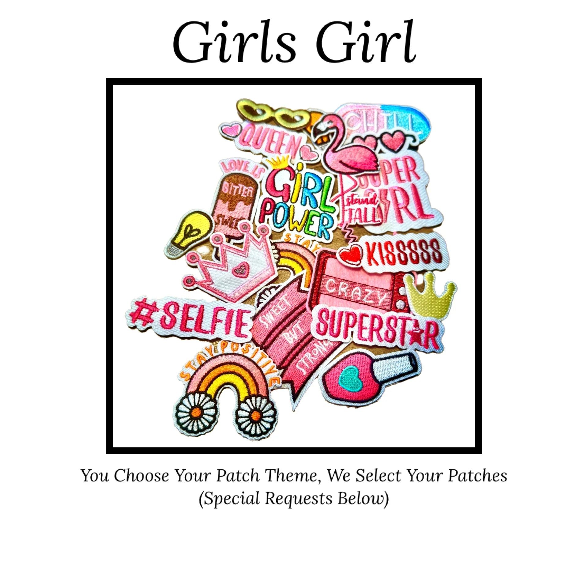 Girls Girl Iron-On Patches Girly Sayings Positivity Selfie Crown Nail Polish Iron On Patches