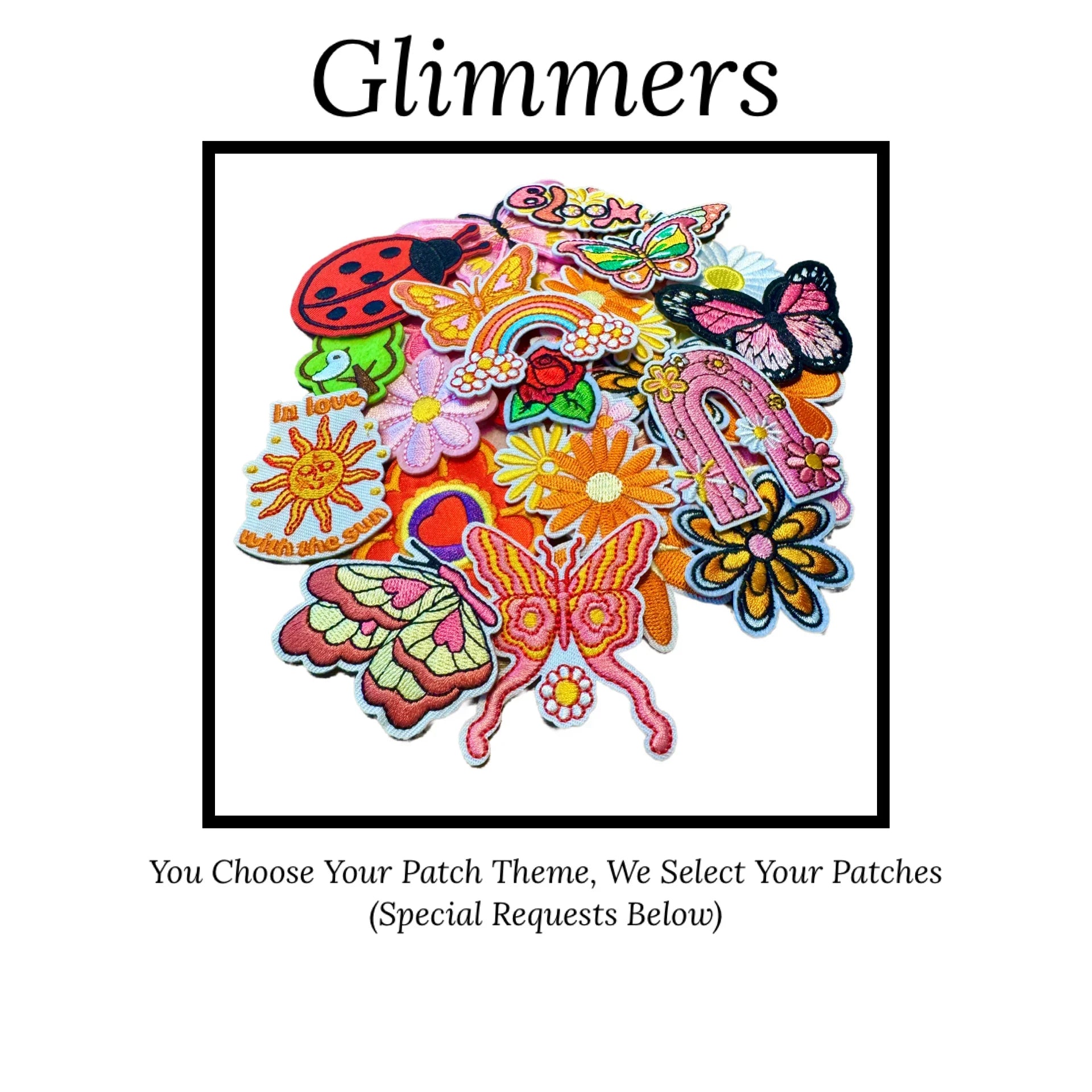 Glimmers Iron-On Patches Butterflies Rainbows Flowers Garden