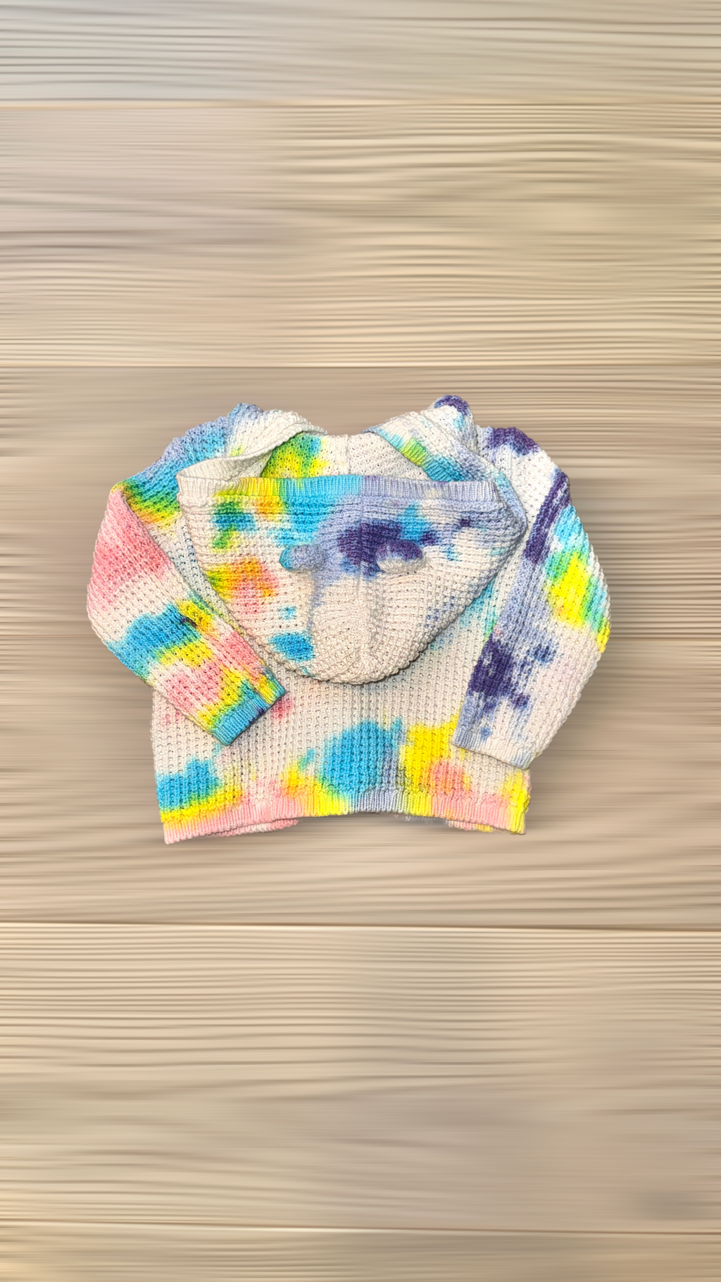 Hand-Dyed Set (6M): Baby Sweater with Hooded Ears + Ruffle Socks Arts & Crafted