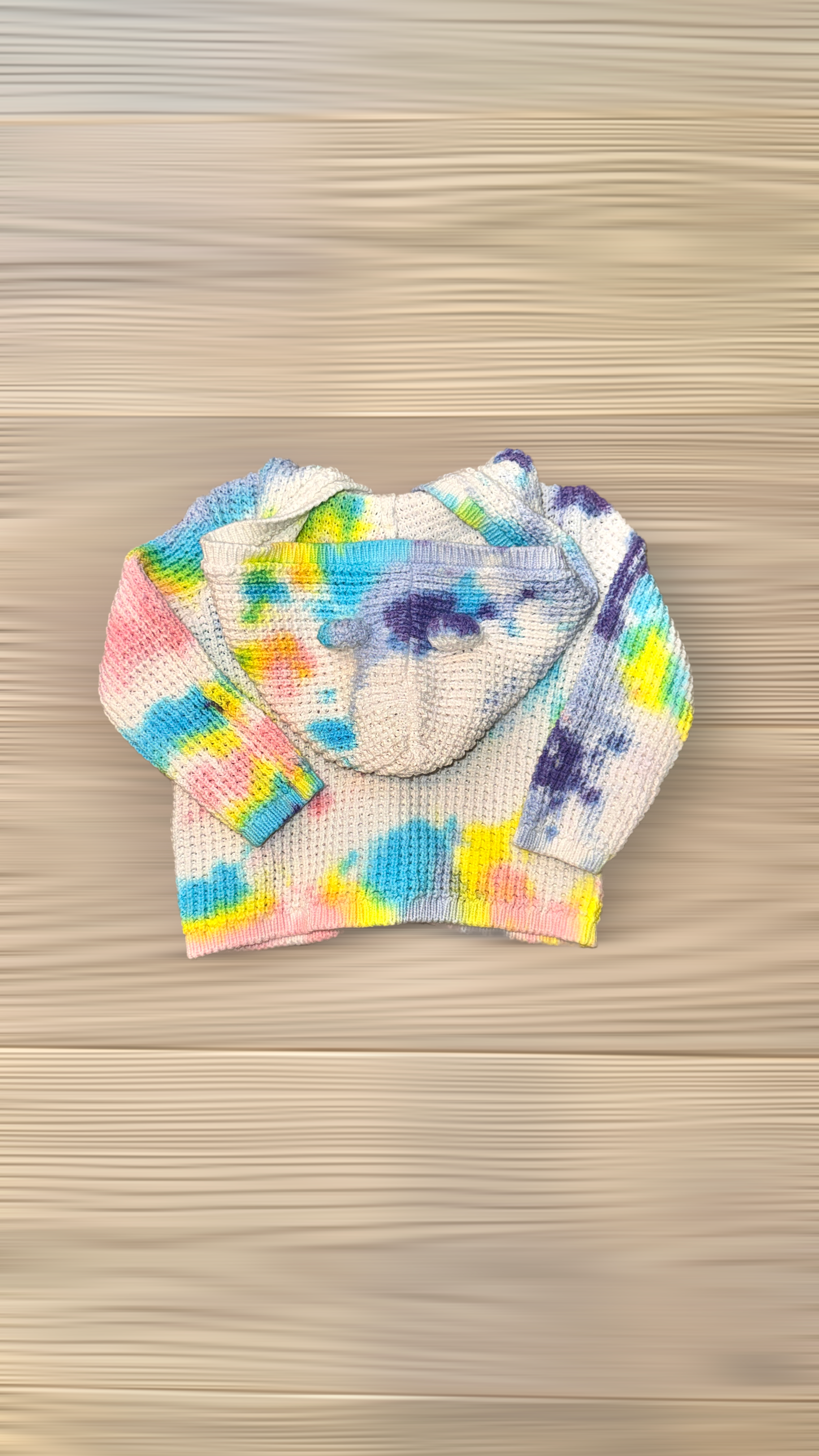 Hand-Dyed Set (6M): Baby Sweater with Hooded Ears + Ruffle Socks Arts & Crafted