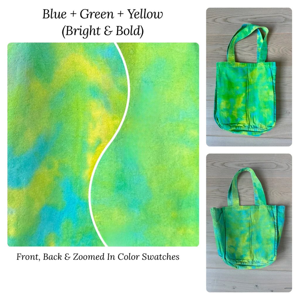 The BFF Tie-Dye Tote Bag in Blue Green Yellow Bright and Bold