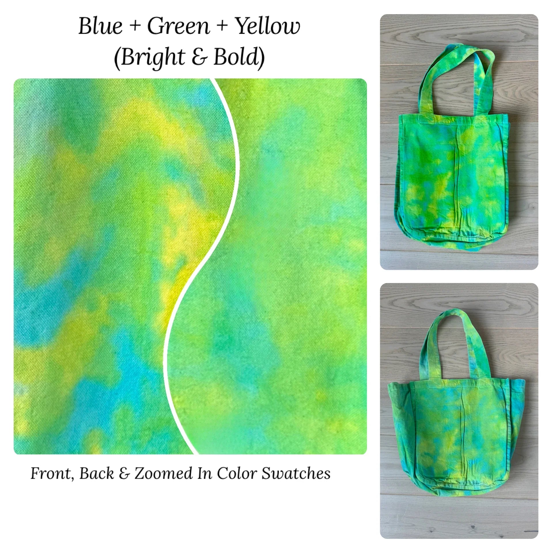 The BFF Tie-Dye Tote Bag in Blue Green Yellow Bright and Bold