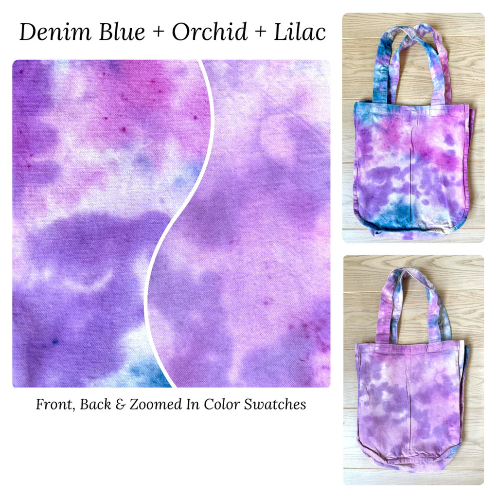 The BFF Tie-Dye Tote Bag in Denim Blue Orchid and Lilac