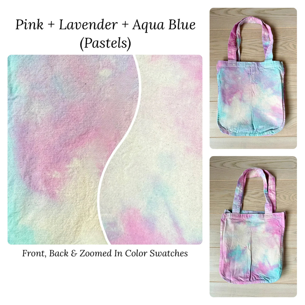 The BFF Tie-Dye Tote Bag in Pink Lavender and Aqua Blue Pastels
