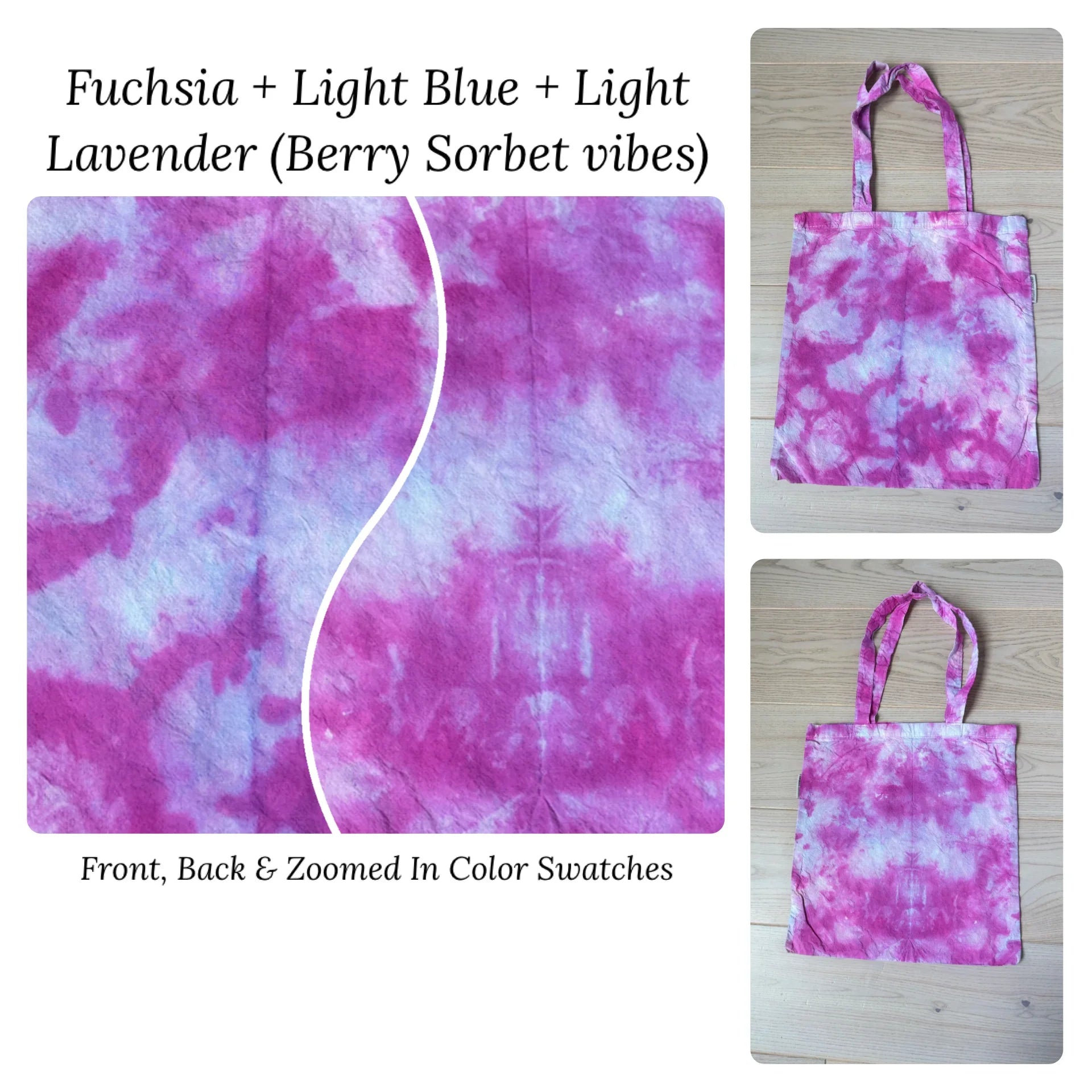 The Companion Tie-Dye Tote Bag in Fuchsia Light Blue and Light Lavender